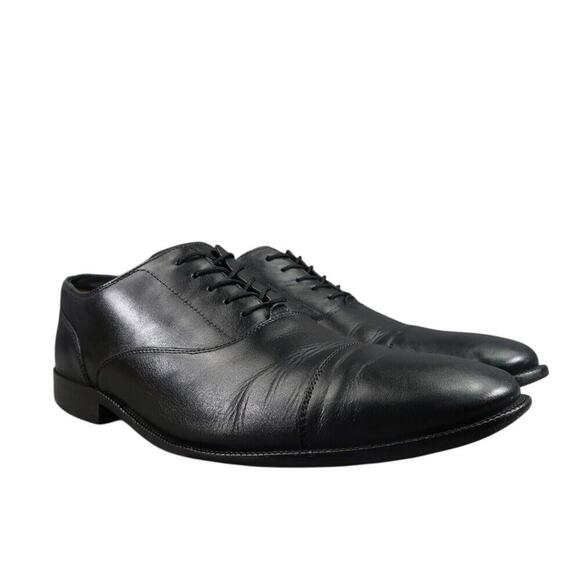 Cole Haan Shoes Men 12 Oxford Broadway Cap Toe Leather Black Classic Dress Event - Picture 1 of 15